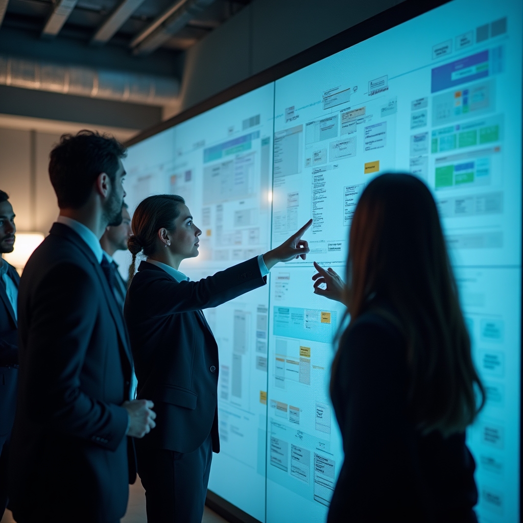 Équipe collaborant sur un projet de structuration